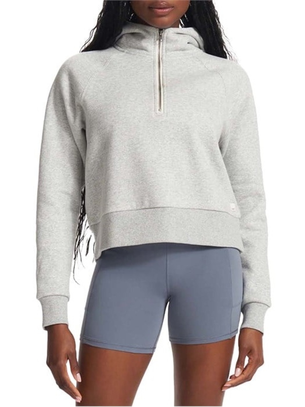 Vuori Light Gray Half-Zip Hoodie Sweatshirt - Women's Casual Pullover